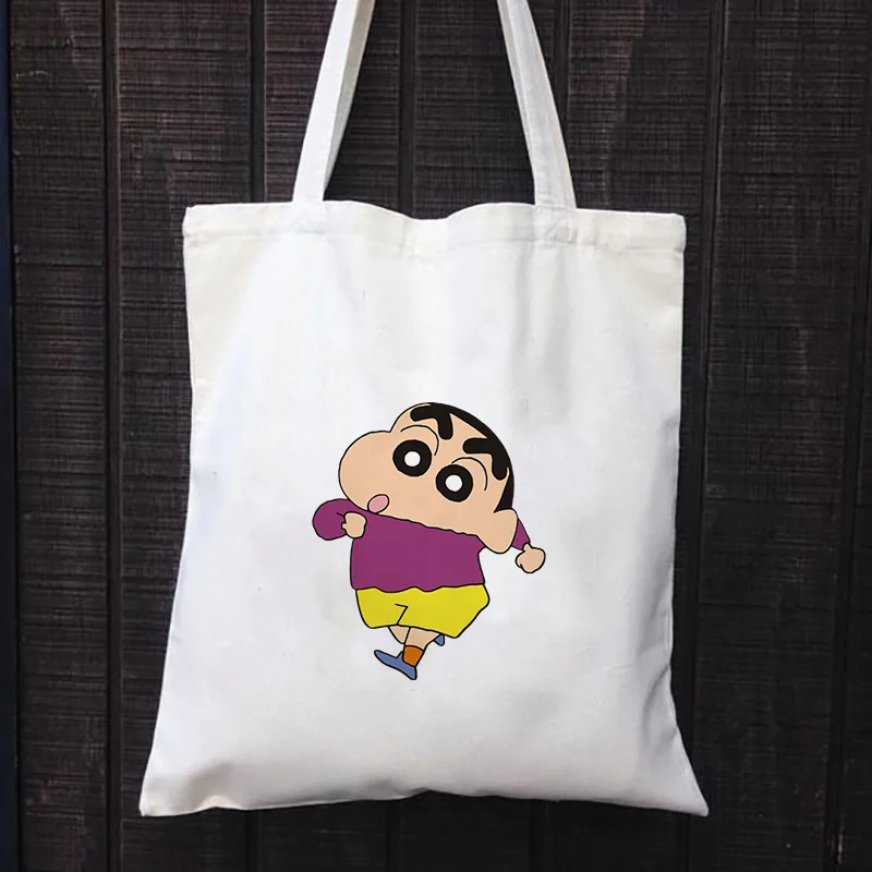 Crayon Shin-chan Холщовая Сумка-тоут текст DIY ежедневное использование на заказ Печать логотипа сумка для покупок эко многоразовая утилизация