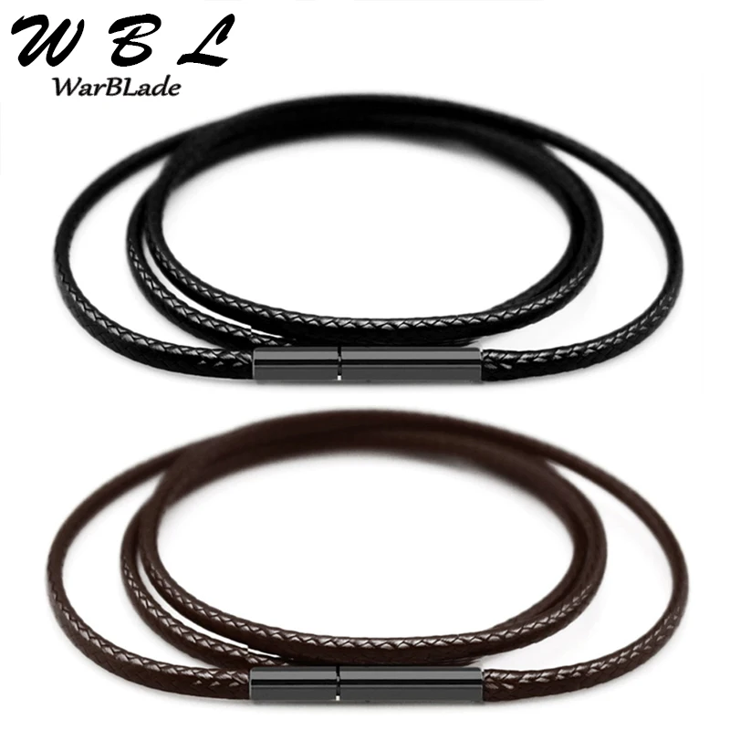 Черный шнур для ожерелья, кожаный шнур, восковая веревка, 1 мм, 1,5 мм, 2 мм, 3 мм, цепочка с застежкой из нержавеющей стали для мужчин и женщин, сделай сам, изготовление ожерелья