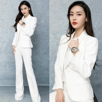

Women Pants Suits Set For Work OL Stylish Office Ladies Formal Business Clothes Blazer Jacket Wide Leg Pants Elegant Pansuits