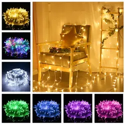 6M 100 LED Christmas String Lights Plug-in Twinkle Fairy Lights Outdoor Waterproof 8 Modes For Bedroom Curtain Wedding Decora