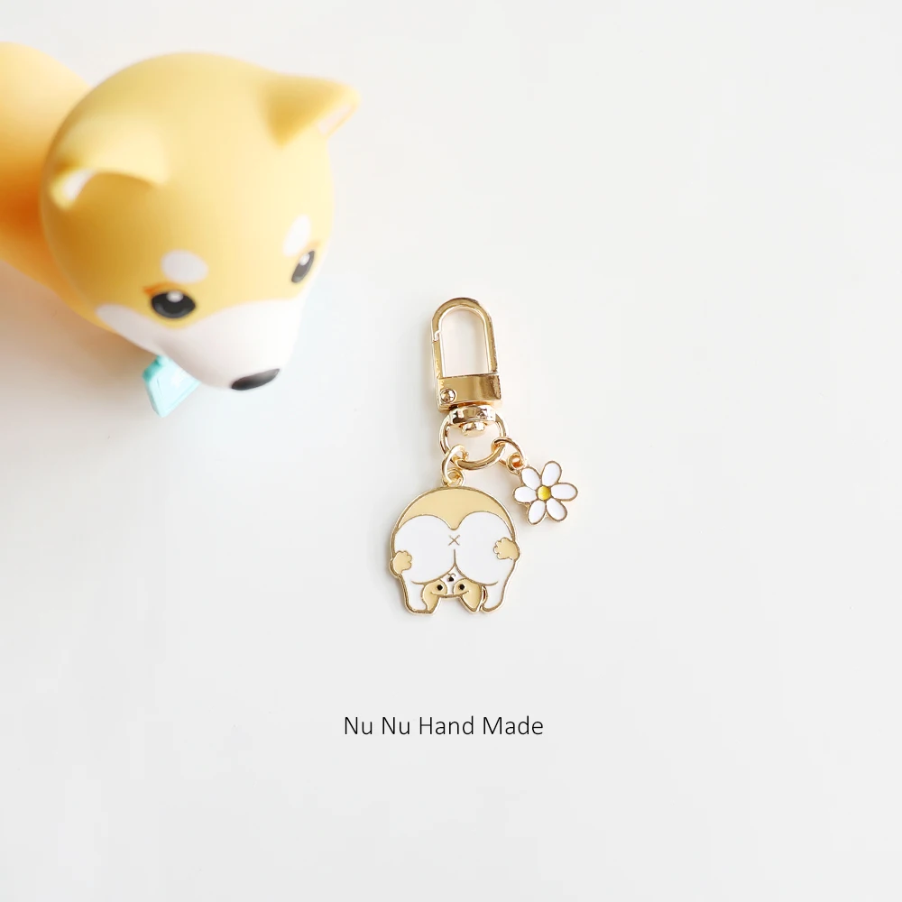 Оригинальный брелок Corgi милый цветок Airpods для ключей аксессуары подвеска одежды