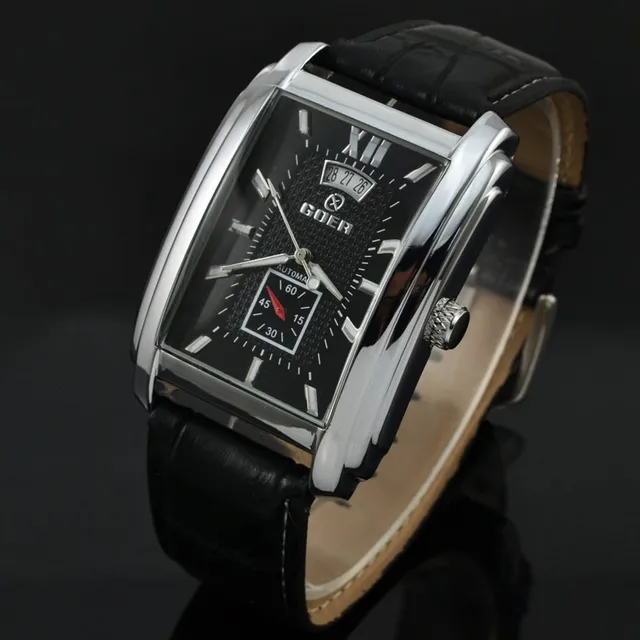 New leisure business automatic mechanical watch men's rectangular belt watch 3