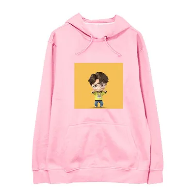 Thin section G-pink Kpop Bangtan мальчики JK RM Suga V Jhope Jin Jimin Q Версия Милая толстовка плюс бархат тонкие свободные мужчины и женщины весна и осень - Цвет: Thin section G-pink