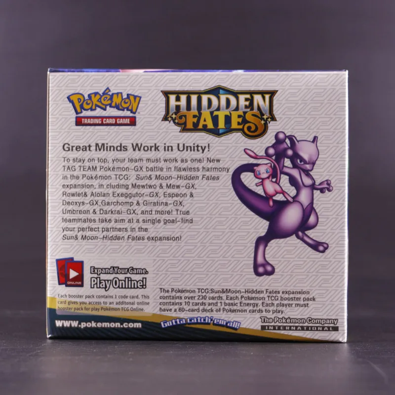 324 шт Pokemon карты солнце и луна скрытый Fates Booster Box Коллекционная торговая карточная