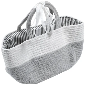 

Baby Diaper Caddy Organizer,Cotton Rope Storage Basket Portable Diaper Storage Bin for Changing Table and Car