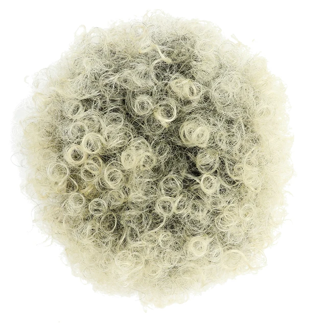 2PCS Short Afro Hair Bun Puff Synthetic Kinky Curly Chignon Hairpiece For Women Drawstring Ponytail Updo Hair Extensions Q9 1BT613