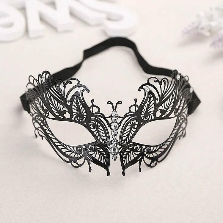With Diamond Metal Mask Ball Party Halloween Carnival Luxury Iron Art Mask Work Half Face Mask