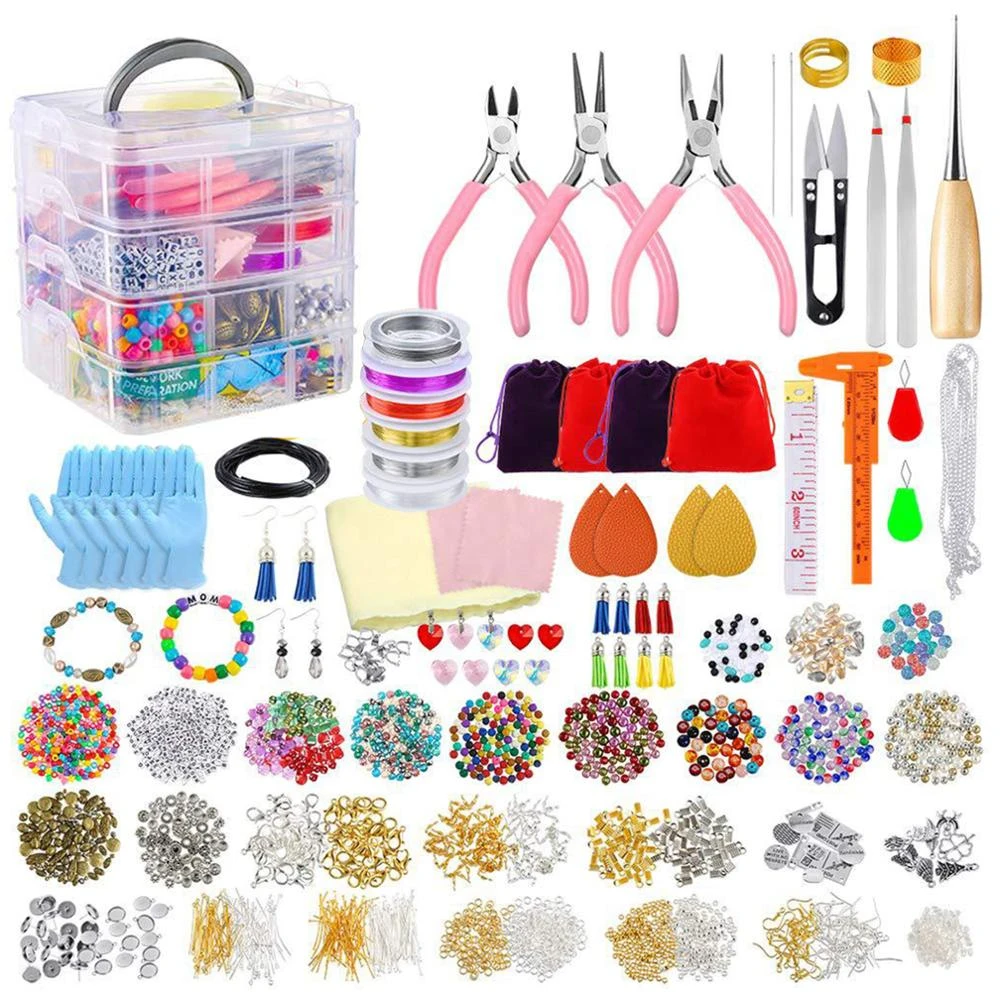Paxcoo Jewelry Making Supplies Kit - Jewelry Repair Tools with Accessories  Jewelry Pliers Findings and Beading Wires for Adult and Beginners