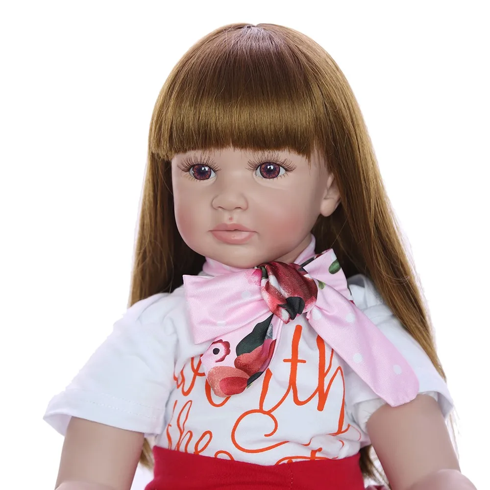 Модная 24 дюймовая кукла-реборн 60 см, силиконовая Мягкая Реалистичная кукла принцессы для девочек, кукла для детей, этническая кукла, подарок на день детей