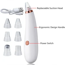 6 сменных головок, средство для удаления угрей, очищающее средство для ухода за кожей лица, средство для глубокого очищения пор, всасывающее устройство для красоты