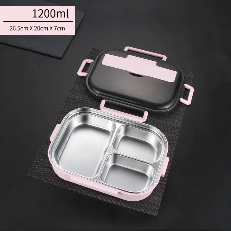 3 Grid Pink 2-5 сетки Дети взрослых нержавеющей стали тепловой Ланч-бокс с отделениями Сумка Набор школьные контейнеры для хранения еды Bento Boxs Япония - Цвет: 3 Grid Pink