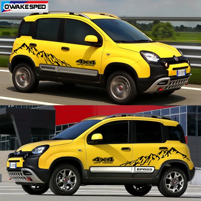 Mountain Graphics Vinyl Decal Car Styling Door Side Decor Sticker For-Fiat Panda 4X4 OFF RAOD Auto Body Customized Stickers (4)