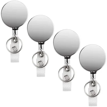 

4 Pack Badge Holder Reel Clip Retractable,ID Badge Holder with Belt Clip Key Ring &All Metal Casing Retractable Badge