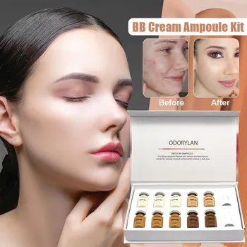 

10Pcs Ampoule Facial Booster Whitening Acne Healing Treatment Meso Brightening Serum Makeup Foundation BB Cream Kit