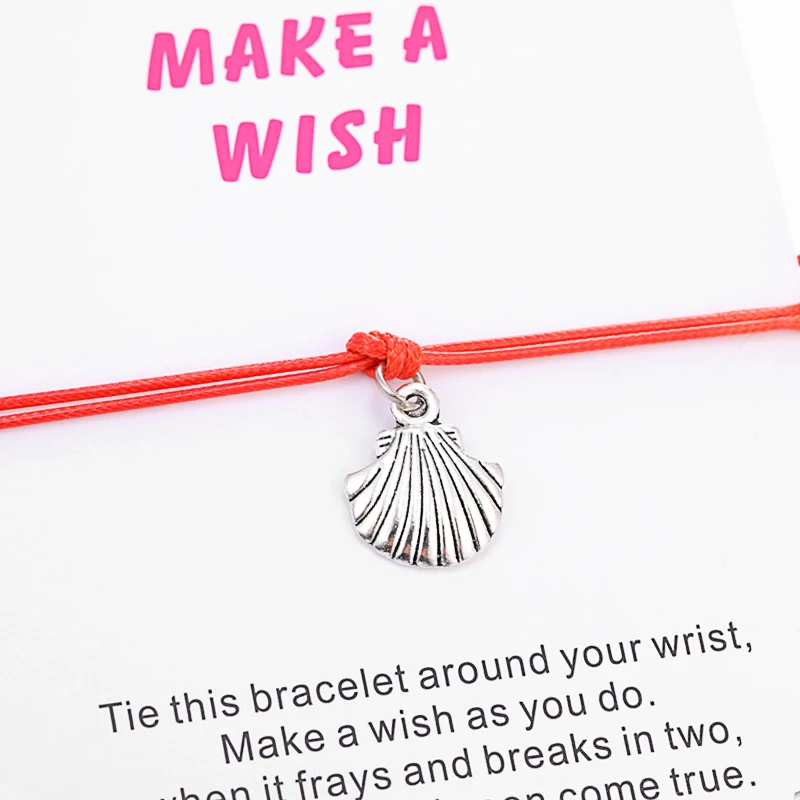 1 шт./компл. браслет с подвесками в виде ракушек и насекомых красной нитью