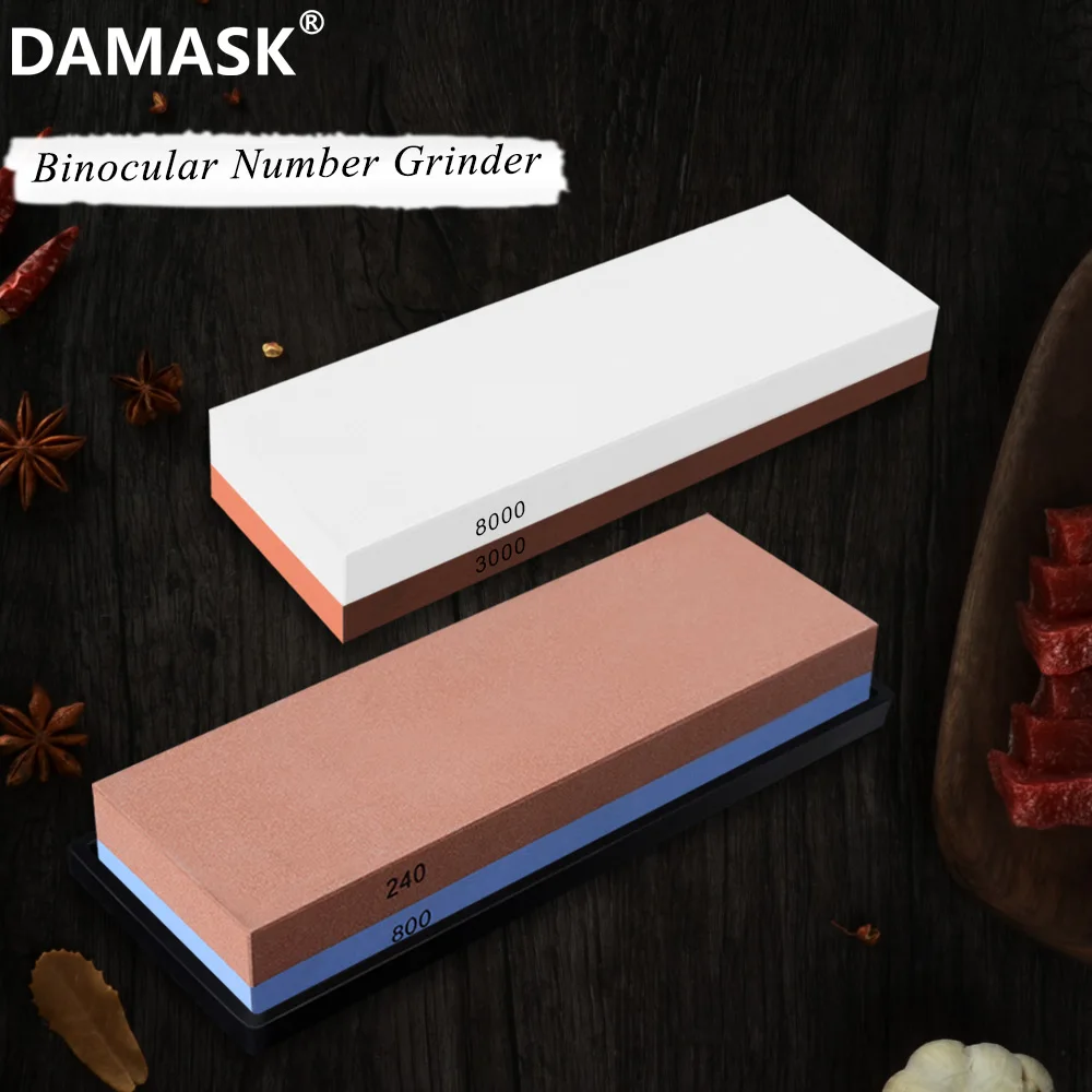 

Damask Kitchen Binocular Number Grinder Whetstone Double Side Polish Kitchen Grindstone Honing Stone Professional Sharpener