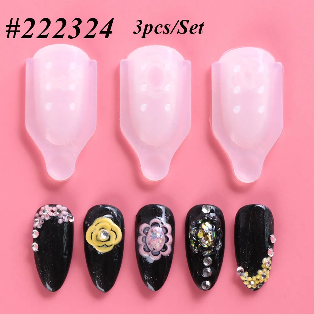 3 шт 3D Силиконовые резные формы для ногтей штамповки пластин цветочный узор шаблон для УФ гель-лака DIY маникюрные инструменты для ногтей LA1518 - Цвет: 222324
