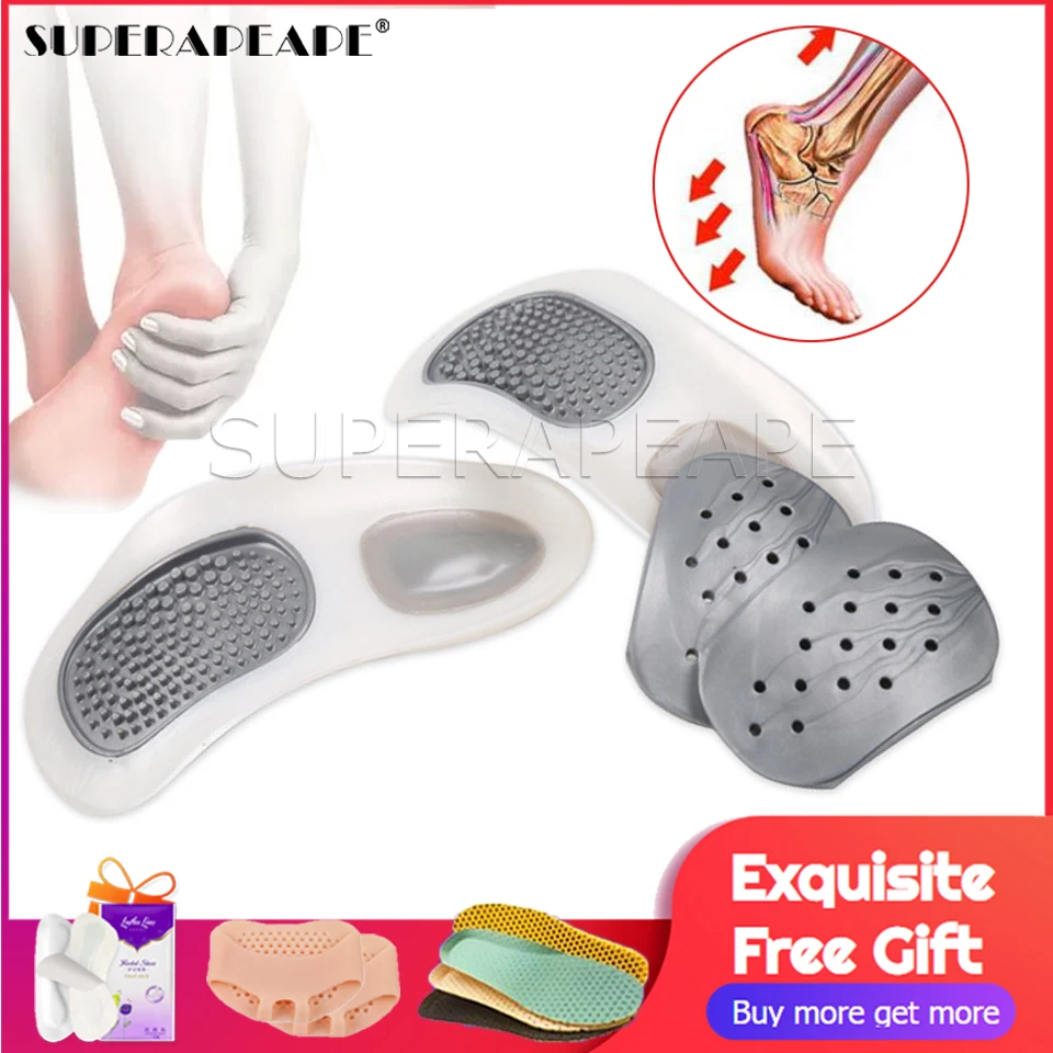 

1 Pair practical durable flat feet knock knees plantar orthotics inserts breathable arch support insoles with 8 correction pads