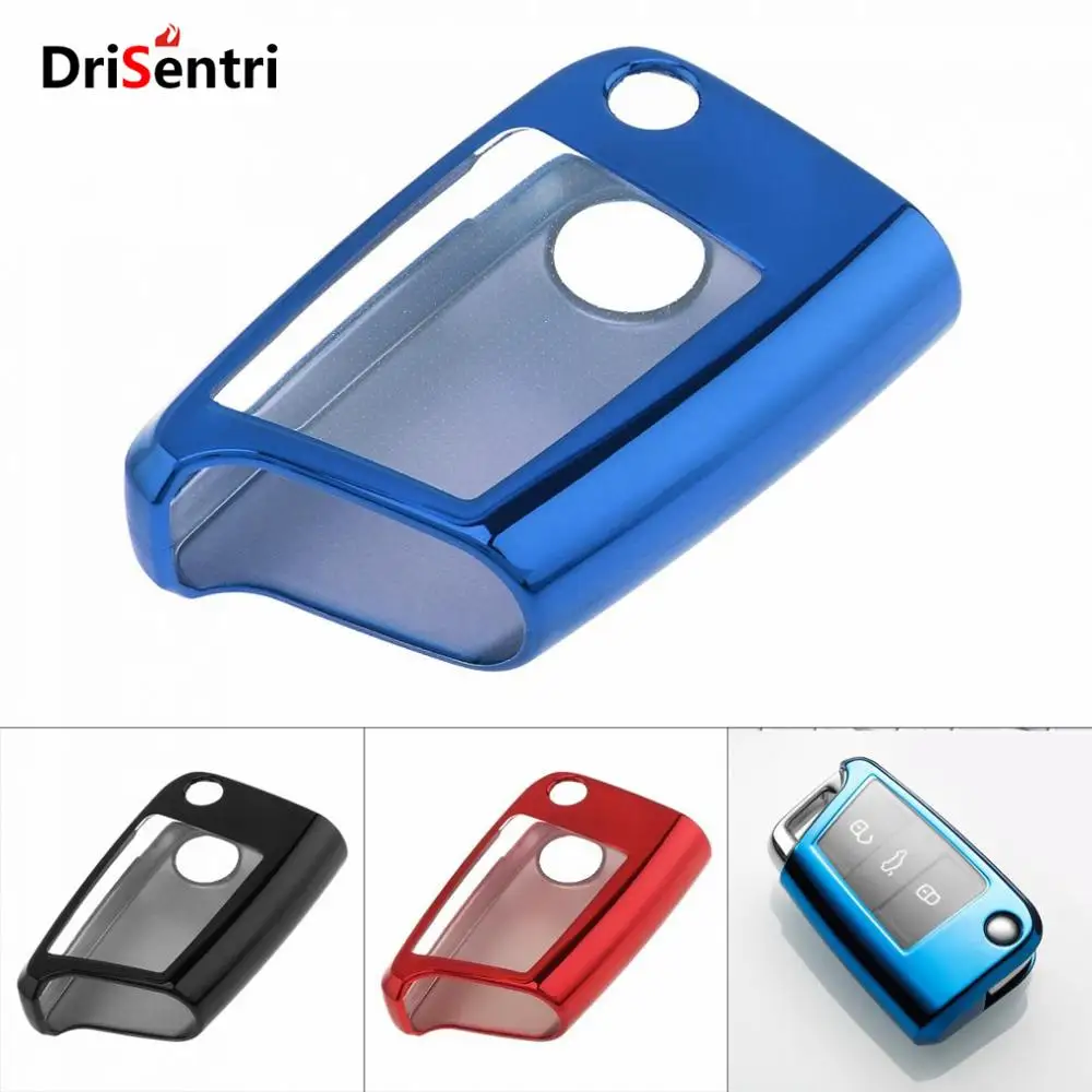 

TPU Folding Car Key Case Protector Holder for Volkswagen For-Golf 7 MK7 Seat Ibiza Leon FR2 Altea Aztec Skoda Octavia