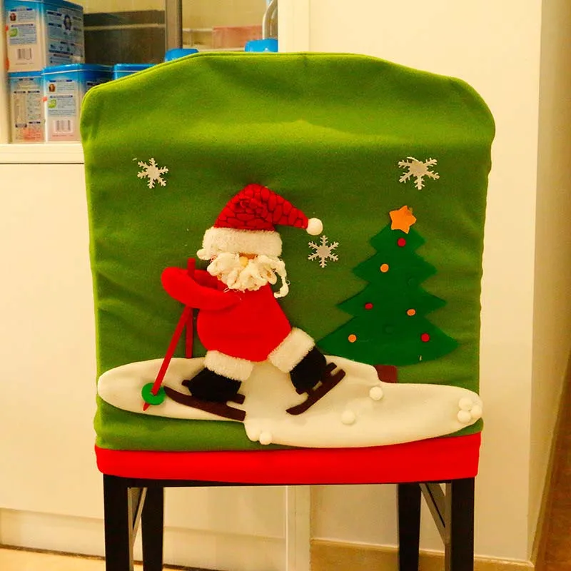 Рождественский чехол на стул для столовой, съемный, моющийся, растягивающийся чехол на сиденье, вечерние принадлежности, рождественские украшения для дома Navidad
