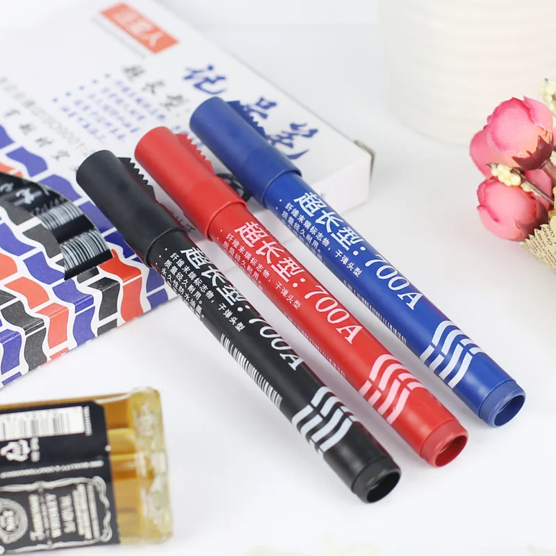 

Factory Currently Available 700 Marking Pen Wholesale Oily Waterproof Lengthened Marker Pen Mark Pen OEM Printing Boxed