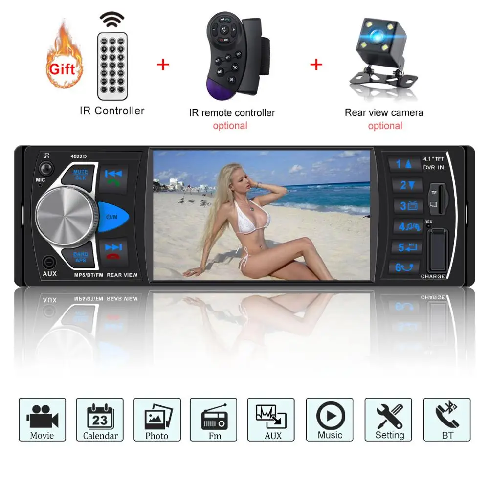 Car Radio 1 Din Auto Audio Car Stereo 4.1 inch FM Bluetooth Support Rear View Camera USB MP5 Multimedia Playerautoradio 4022D