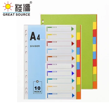 

A4 File Folder Divider Printing Paper Card Index 10 Color Divers With Index Cover (12 Sets)