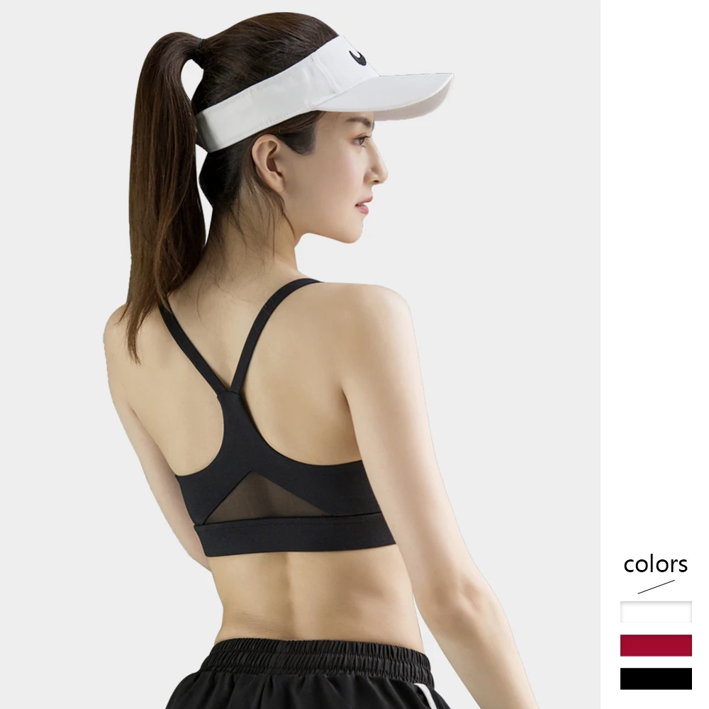 

Women Bralette Shockproof Sexy Cross Back Design Breathable Mesh Activewear Tank Tops with Removable Pads