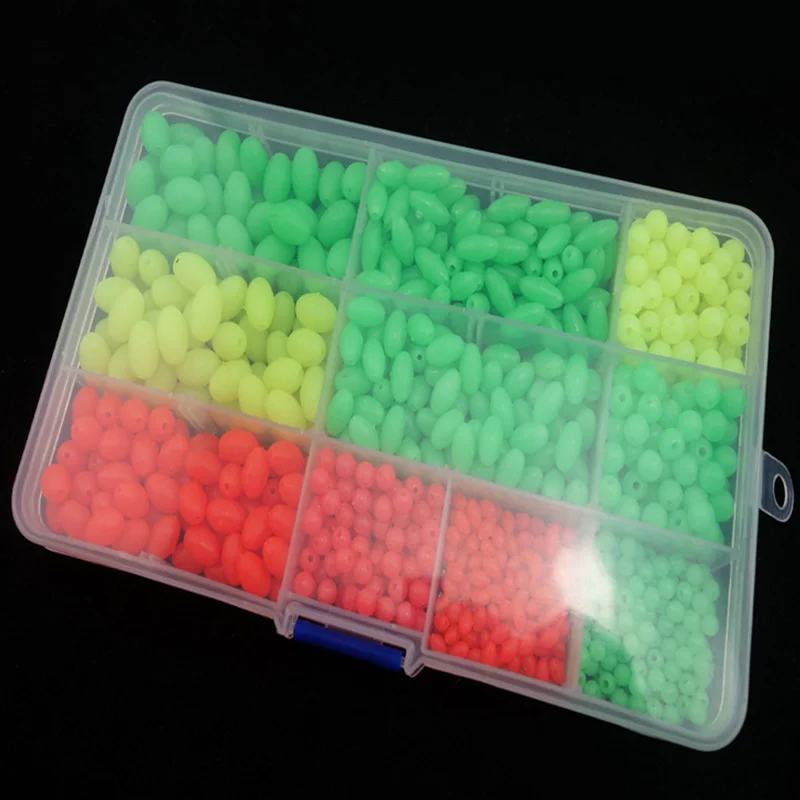 

1000pcs/Box Glow In The Dark Soft Fishing Rig Beads Oval Floating Float