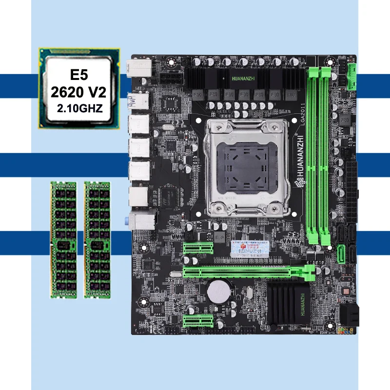 ^Cheap HUANANZHI X79 motherboard CPU memory set X79 LGA2011 motherboard Intel Xeon E5 2620 V2 RAM 2*8G DDR3 REG ECC