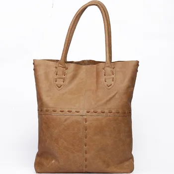 

Autumn And Winter New Style Origional Handmade Casual Full-grain Leather Tote Bag Women's Nappa Leather Hand Large Bag Leather S