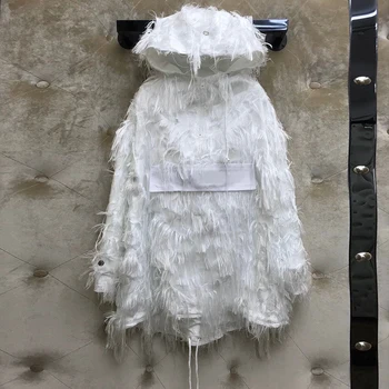 

White Loose Casual Hoodies Sweatshirt Pullover Women 2020 New High-end Designer Fashion Patchwork Tassel Hooded Sweet Streetwear