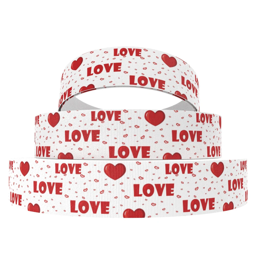 David accessories 22mm 50yard/roll Love Valentines' Day Printed Grosgrain Ribbon DIY Hairbow Gift Wedding Decoration ,50Yc7402