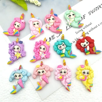 

8pcs Mixed Unicorn Mermaid resin Flatback Figurine Crafts Figure Ornament Miniatures Home Room Decoration