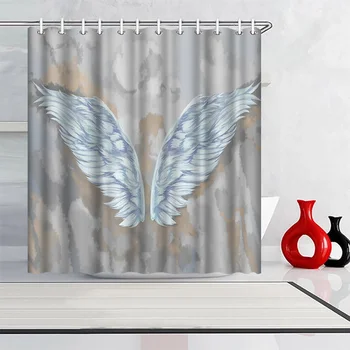

Photo Custom Bathroom Shower Curtain Waterproof Polyester Fabric Wing Bath Curtain Decor with Hooks 180x180cm Cortina