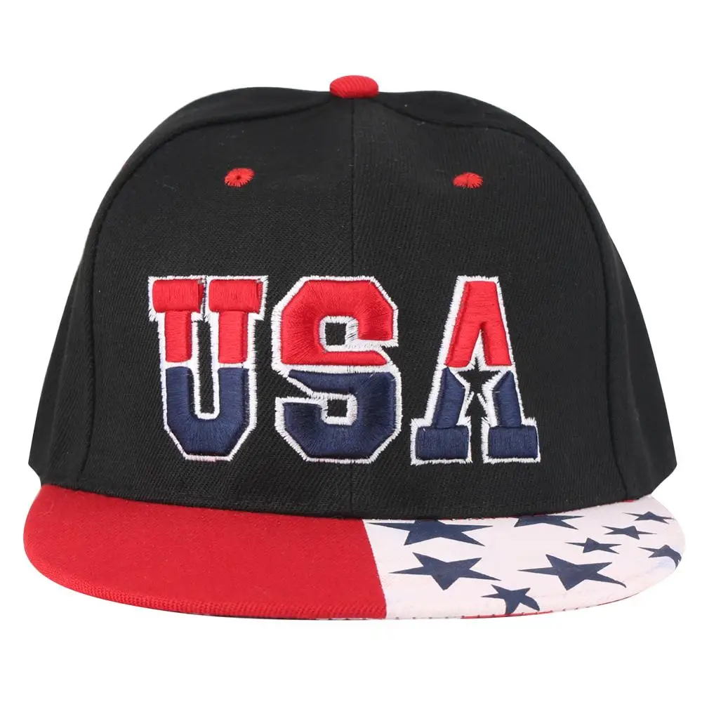 

Men Summer USA Letters Embroidery Hip Hop Caps Black White Fashion Cotton Bone Streetwear Visors Cool Dancer Accessory Hat Boy