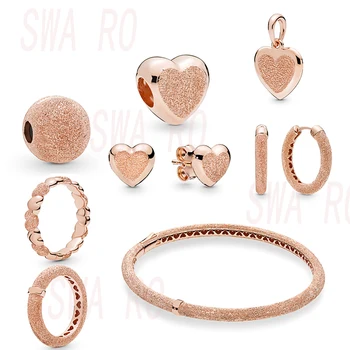 

New ROSE MATTE BRILLIANCE BANGLE 925 Sterling Silver Ring Earrings Set To Send His Girlfriend To Send Mom Holiday Gifts