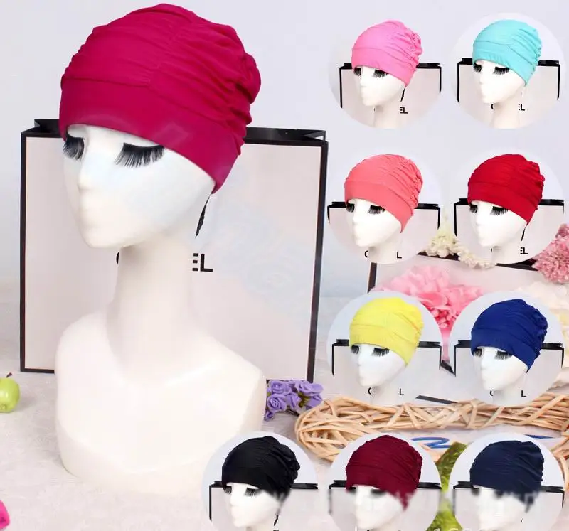 Women's Long Hair Swim Cap, Stretch Hat, Drape, Bathing, Swimming Cap, Stretch, Sports, Seaside Fold, Sexy Lady, Girls 4