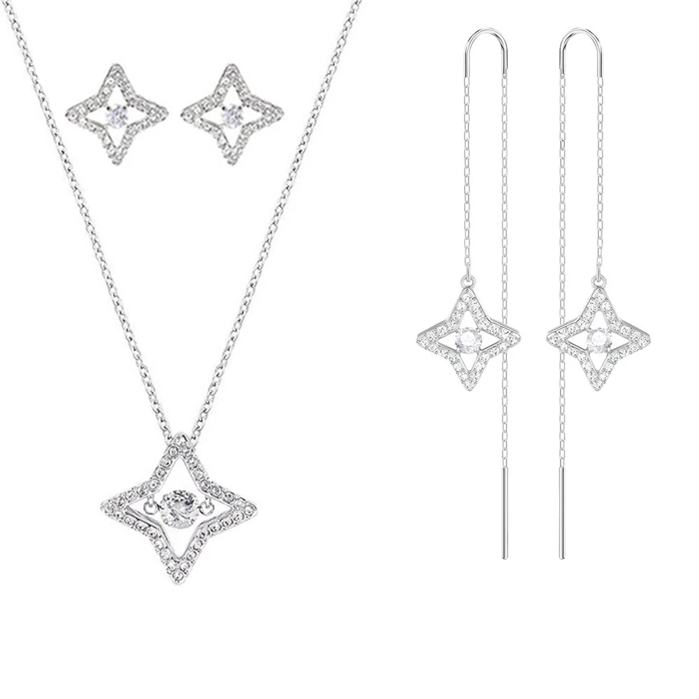 

2019 Fashion New Sparkling Dance Star Set Small White Original Jewelry Gift For Girlfriend Anniversary Wedding Birthday Gift