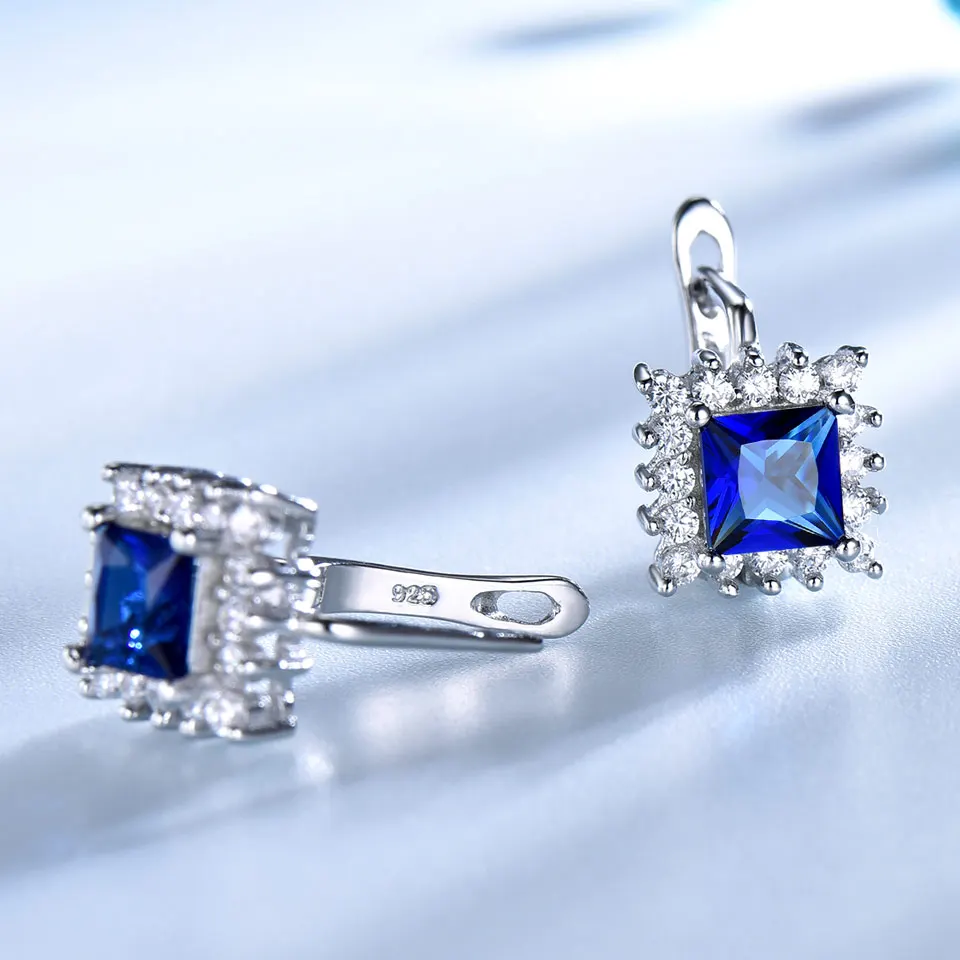 UMCHO 925 пробы Серебряные наборы драгоценных камней свадебный подарок голубой камень кулон ожерелье Комплект сережек для женщин набор ювелирных изделий