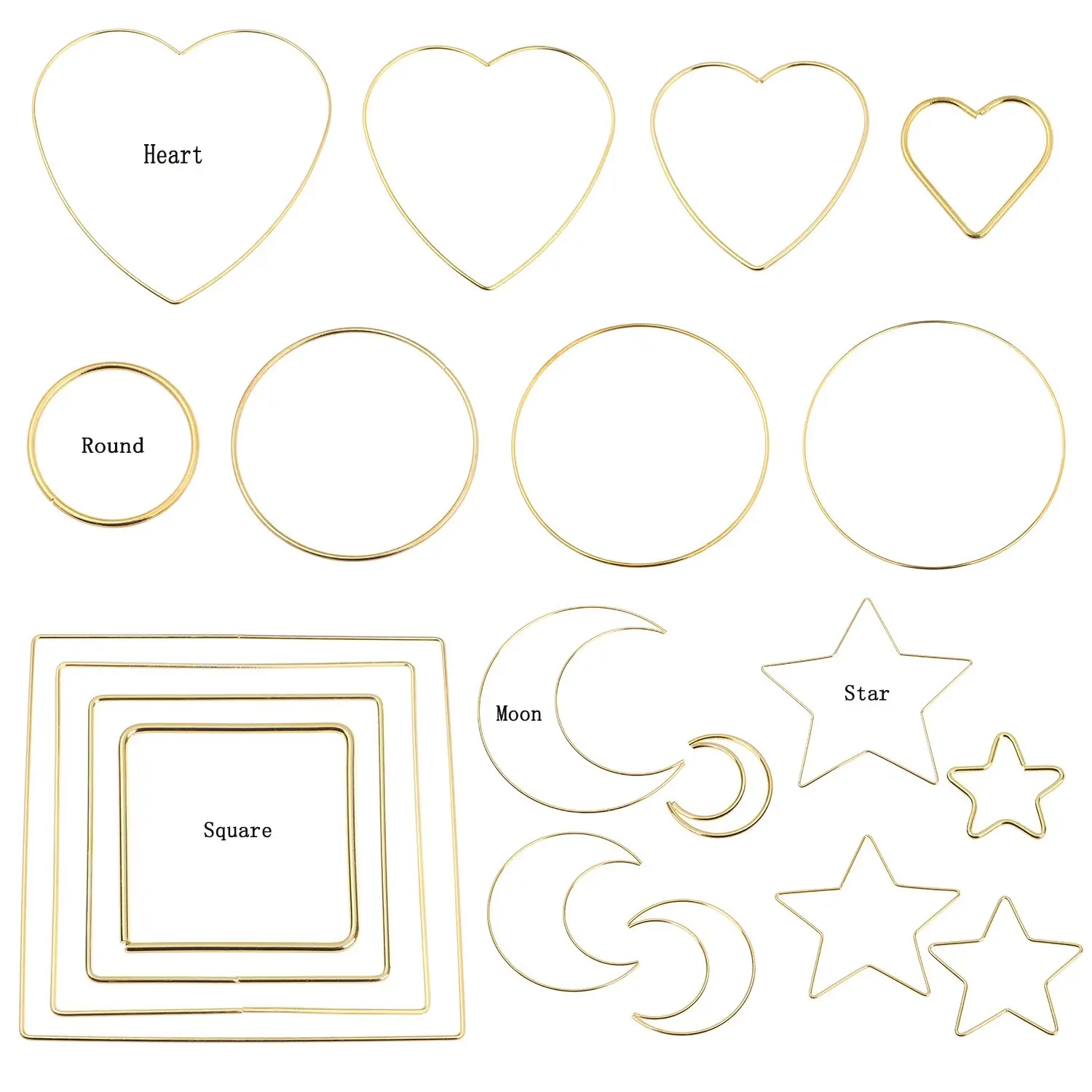 macrame rings 4pcs Crafts Wedding Star Macrame Rings Supplie Gold Hoop Moon Metal Hoops Dream Catcher Hoop Iron Circle DIY Flower Wreath Rings