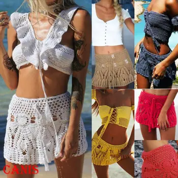 

2020 Women Summer Beach Crochet Skirt Bikini Cover Up Swimwear Bathing Suit Wrap