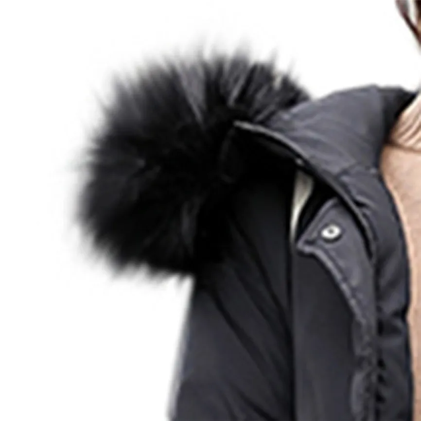 Abrigos Mujer Invierno Elegante Женская однотонная Толстая зимняя тонкая теплая куртка с меховым воротником пальто зимняя куртка