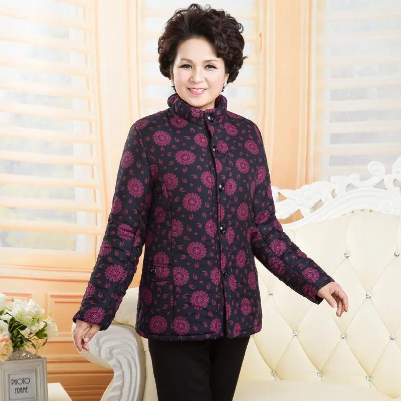 

2019 Winter New Style Middle-aged Cotton-padded Clothes Women's Brushed And Thick Large Size Grandma Cotton Coat Cotton-padded J