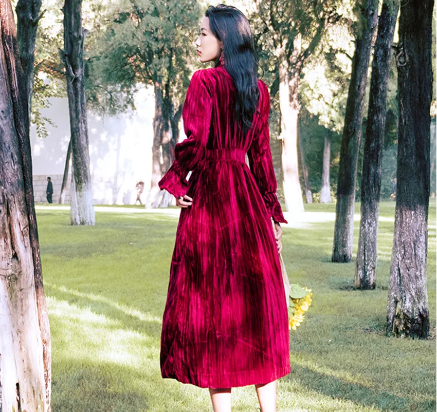 HAMALIEL зимняя женская однобортная розовая верхняя одежда высокого качества винтажное бархатное плотное теплое длинное шерстяное пальто с расклешенными рукавами и бантом