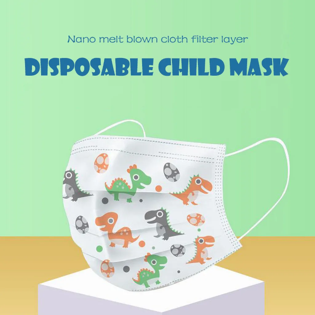20pc Child Disposable Fashion Cartoon Print Scarf Face 3ply Ear Loop Bandana Neck Turban Mouth For Kids Boy Girl Wholesale |