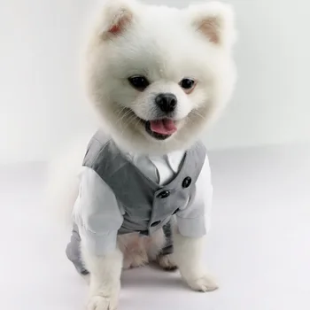 Dog Tuxedo Suit For Small Medium Breed Formal Tuxedo Vest With Bow Tie Dog Clothes Gentleman Pet Wedding Birthday Party Costume 2