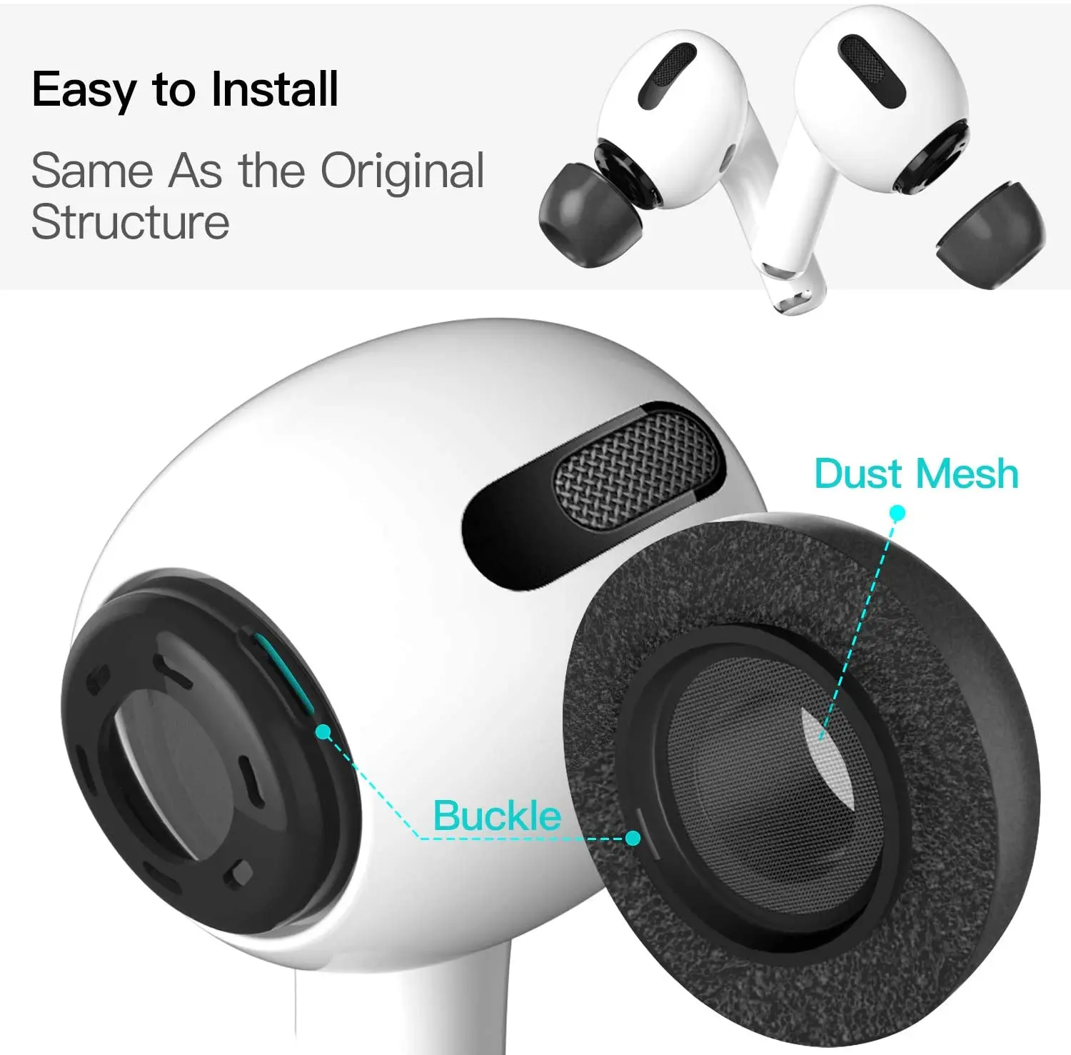 Dicas para Airpods Fone de Ouvido Cancelamento de Ruído Pares Memória Espuma Orelha Pro Acessórios Airpods Earplug Substituição Eartip 6 1:1 - Image 6