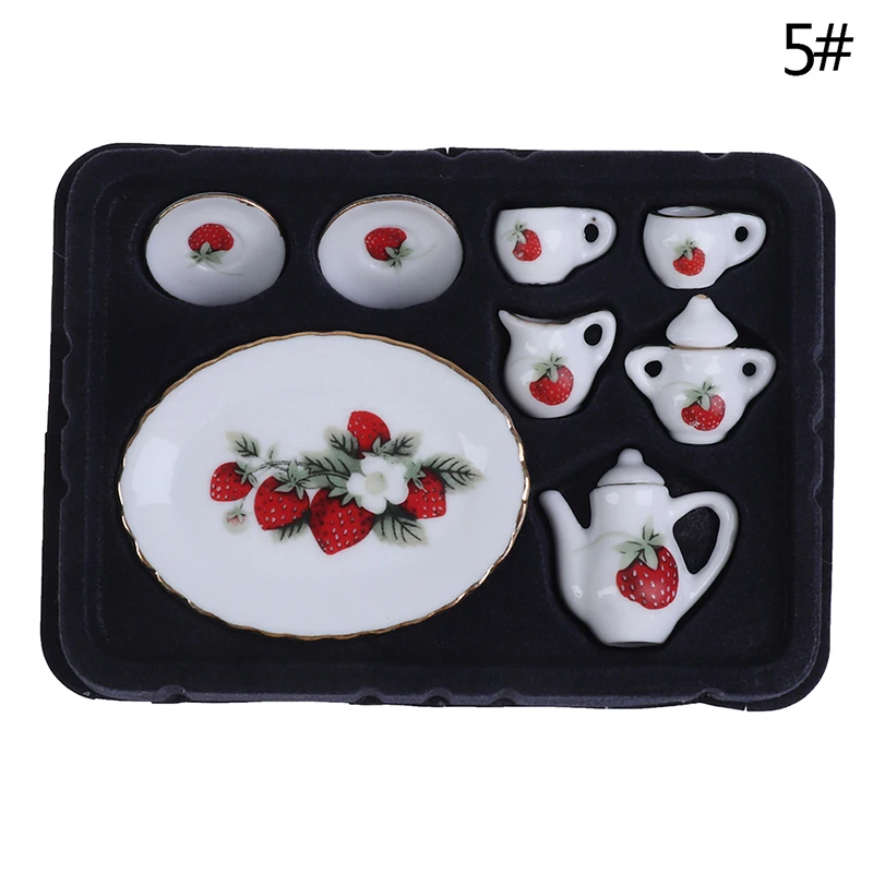 10pcs Dollhouse Miniature Dining Ware Tea Set Dish Cup PlateER