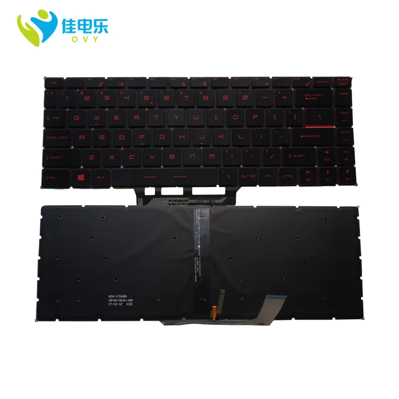 Клавиатуры с красной подсветкой OVY Игровые ноутбуки красными клавишами для MSI GF63